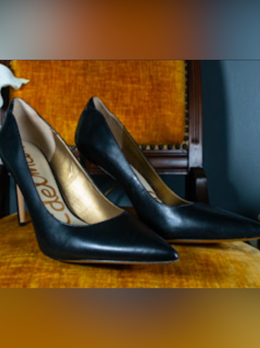 SIZE 12 Sam Edelman Black Pointed-Toe Leather Pumps